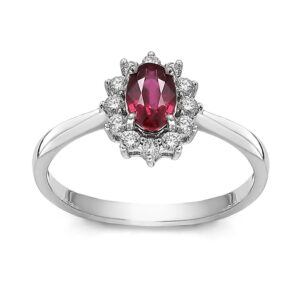 Piękny pierścionek z rubinem i diamentami