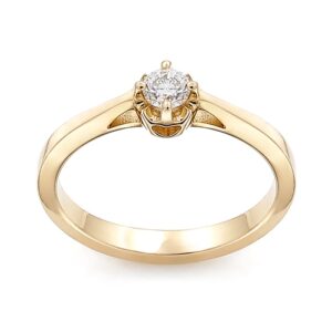 złoty klasyczny pierścionek z diamentem